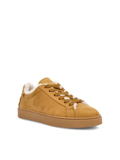 Tod's Classic Shearling-lined Suede Sneakers In Brown