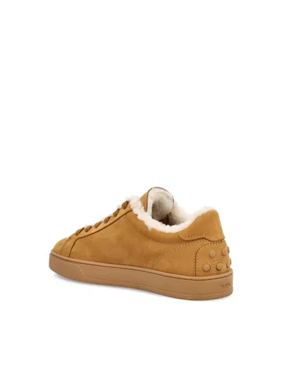 Tod's Classic Shearling-lined Suede Sneakers In Brown