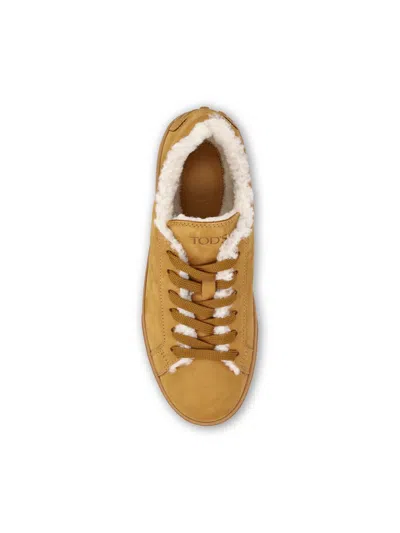 Tod's Classic Shearling-lined Suede Sneakers In Brown