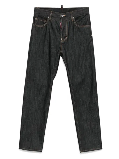 Dsquared2 Cotton Jeans With Contrast Stitching In Black