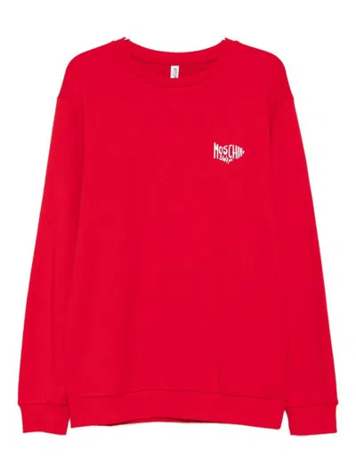 Moschino Logo-embroidered Sweatshirt In Red