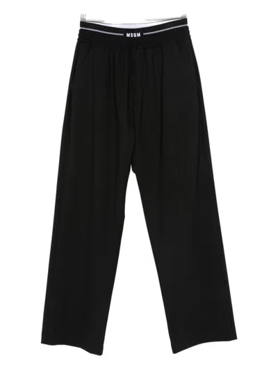 Msgm Straight Leg Wool Trousers In Black