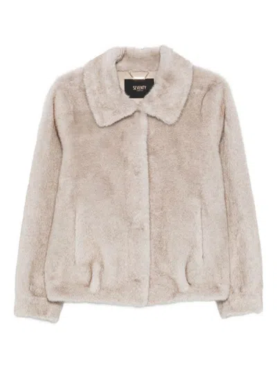 Seventy Faux-fur Long-sleeve Jacket In Neutral