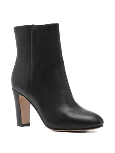 Twinset Smooth Leather Ankle Boots In Black