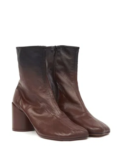 Mm6 Maison Margiela 90mm Leather Ankle Boots In Brown