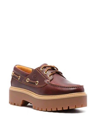 Timberland Boat Shoes Con Plateau Stone Street W Marrone Scuro In Red