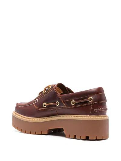 Timberland Boat Shoes Con Plateau Stone Street W Marrone Scuro In Red