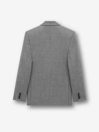 Saint Laurent Prince Of Wales Wool Flannel Jacket Clothing In Gray