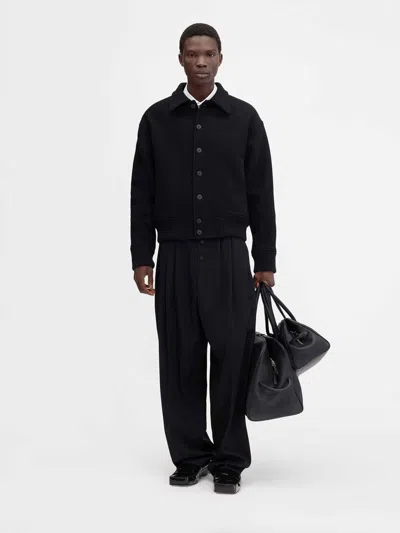 Jacquemus Black Jacket With Classic Collar And Dropped Shoulders In Wool Man In Black