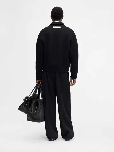 Jacquemus Black Jacket With Classic Collar And Dropped Shoulders In Wool Man In Black