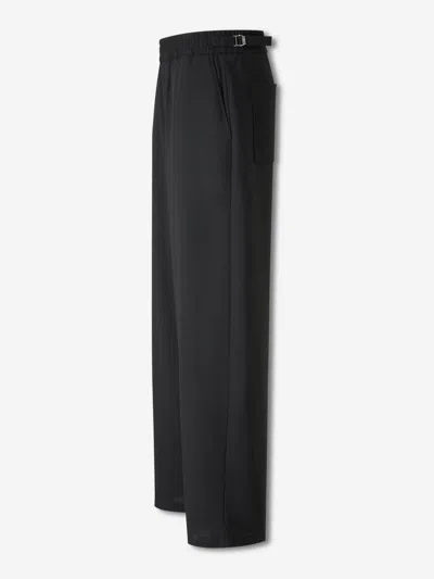 Ami Alexandre Mattiussi Wool Trousers With Back Pockets And Wide Leg In Black