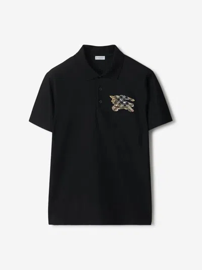 Burberry Evan Ekd Check Cotton Polo Shirt Clothing In Black