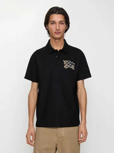 Burberry Evan Ekd Check Cotton Polo Shirt Clothing In Black