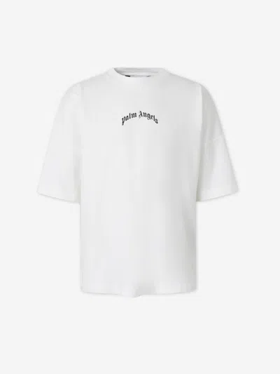 Palm Angels Oversized Logo Back Curved Short Sleeves T-shirt In White