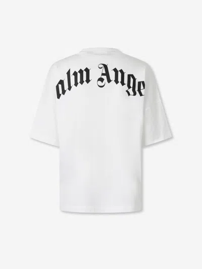 Palm Angels Oversized Logo Back Curved Short Sleeves T-shirt In White
