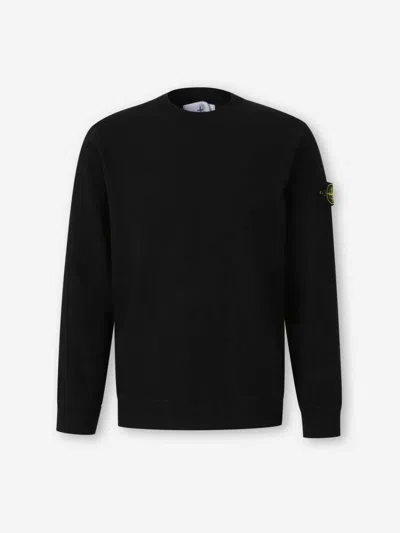 Stone Island Organic Cotton Crew Neck Long Sleeve Top In Black