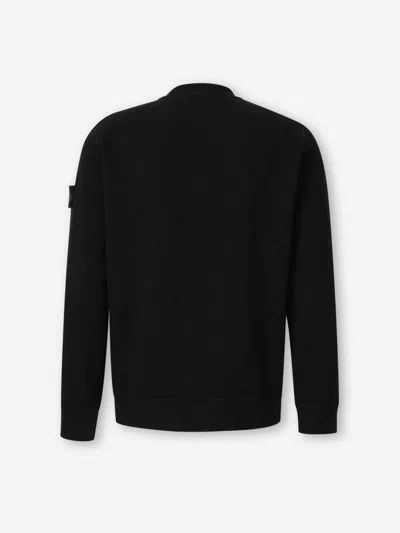 Stone Island Organic Cotton Crew Neck Long Sleeve Top In Black
