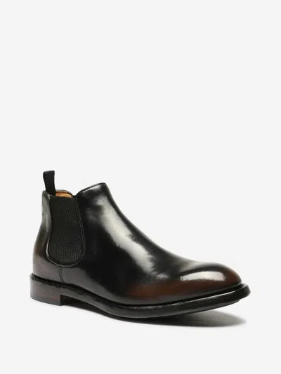 Officine Creative Elasticated-panel Leather Boots In Brown