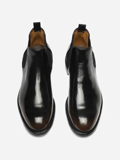 Officine Creative Elasticated-panel Leather Boots In Brown