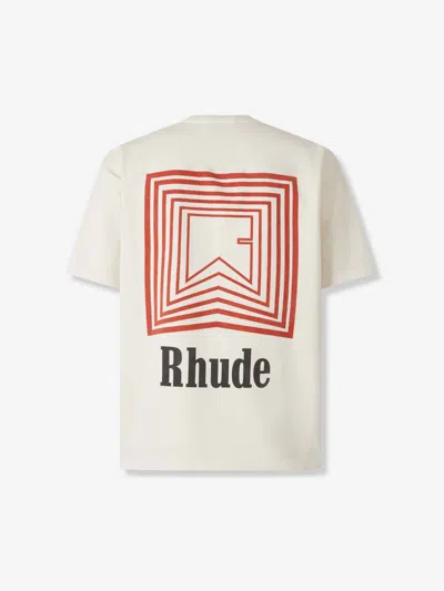 Rhude T-shirt Chevron Logo Repeat Tee Vintage White In Multi