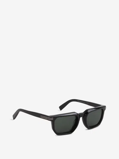 Zegna 54mm Polarized Rectangular Sunglasses In Black