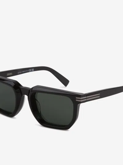 Zegna 54mm Polarized Rectangular Sunglasses In Black