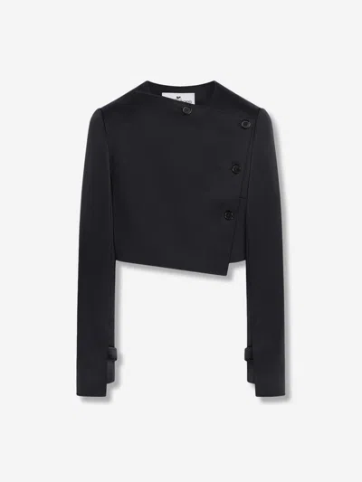 Courrèges Oblique Satin Tailored Jacket In Blue