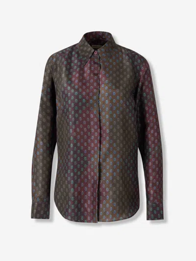 Dries Van Noten Printed Silk Blouse In Red