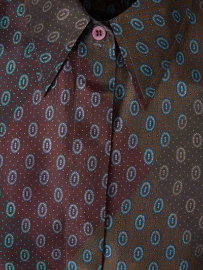 Dries Van Noten Printed Silk Blouse In Red