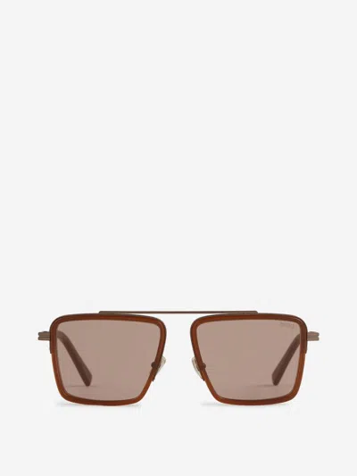 Zegna Aviator Frame Sunglasses In Brown