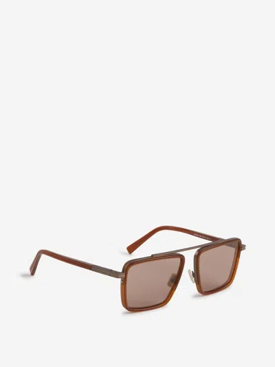 Zegna Aviator Frame Sunglasses In Brown