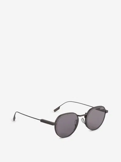 Zegna 52mm Round Polarized Sunglasses In Brown