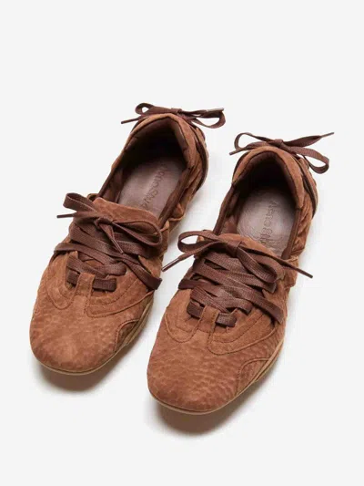 Acne Studios Leather Trimmed Paneled Suede Flats Brown In Brown