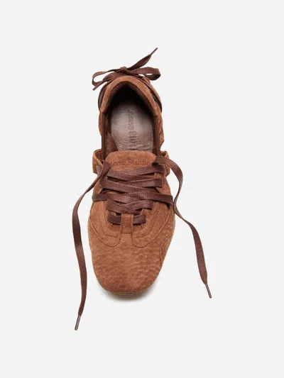 Acne Studios Leather Trimmed Paneled Suede Flats Brown In Brown