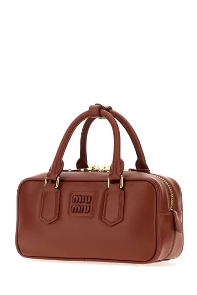 Miu Miu Arcadie Regular Cognac Coloured Top Case Women In Brown