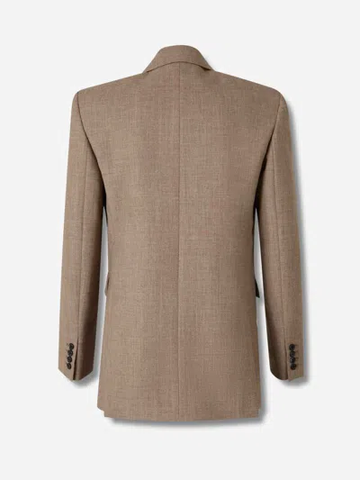 Saint Laurent Wool Double-breasted Blazer In Brown