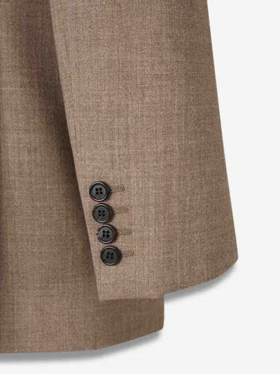 Saint Laurent Wool Double-breasted Blazer In Brown