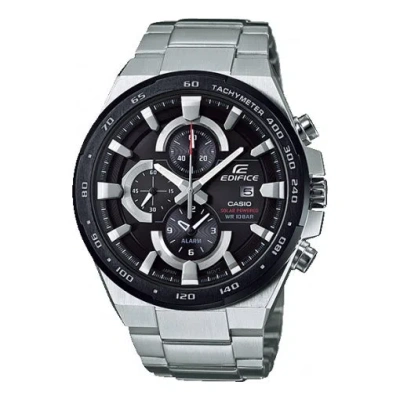 Casio Men's  Edifice Series Solar Energy Black Watch Solar Powered Mens In Silver