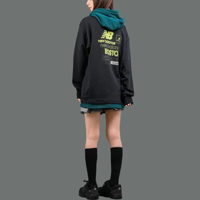 New Balance Splicing Hooded Knit Pullover Casual Sports Black