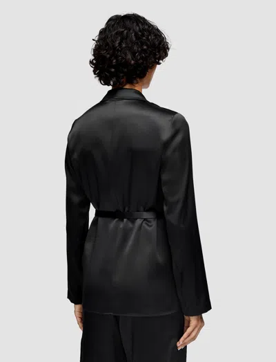 Joseph Womens Black Joubert Belted-waist Double-breasted Silk Blazer In Black