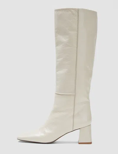 Joseph Heeled Knee High Patent Leather Boots In White