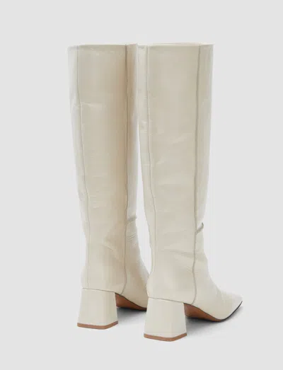 Joseph Heeled Knee High Patent Leather Boots In White