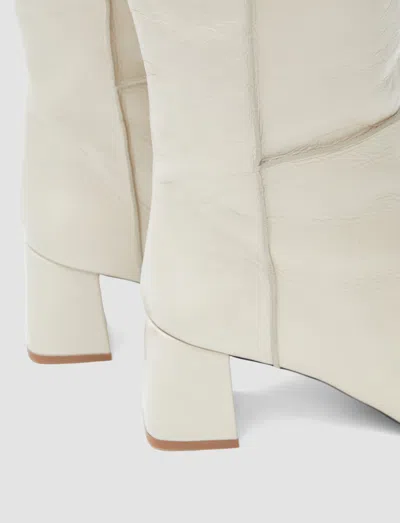 Joseph Heeled Knee High Patent Leather Boots In White