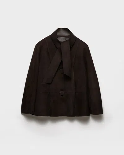 Prada Bonded Suede Jacket In Black