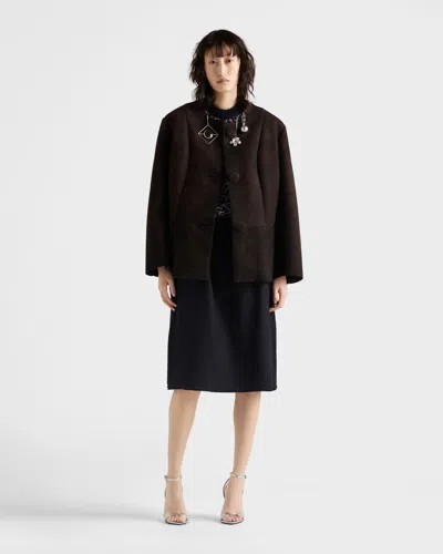Prada Bonded Suede Jacket In Black