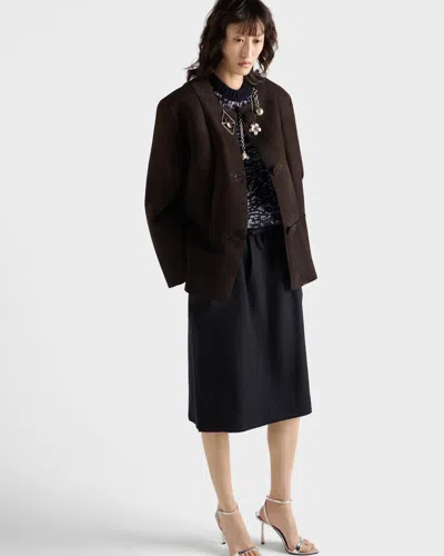 Prada Bonded Suede Jacket In Black