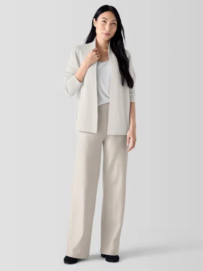 Eileen Fisher Felted Wool Jersey Wide-leg Long Pant In Regenerative Wool In Gray
