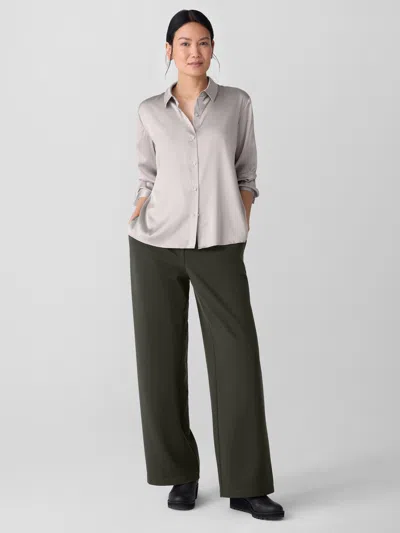 Eileen Fisher Classic Collared Shirt In Gray