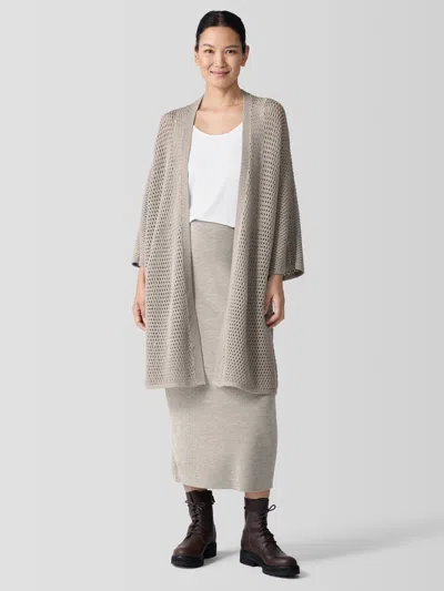 Eileen Fisher Merino High Collar Cardigan In Regenerative Wool In Gray