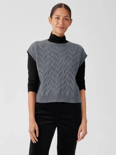 Eileen Fisher Cotton And Recycled Cashmere Square Top In Gray